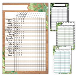 Homework Trackers | Set of 4 | School Supplies - Farmhouse Wood Greenery